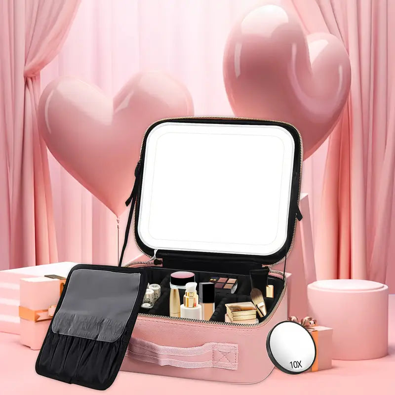 Makeup Bag With LED Mirror & 10x Magnifying Lens