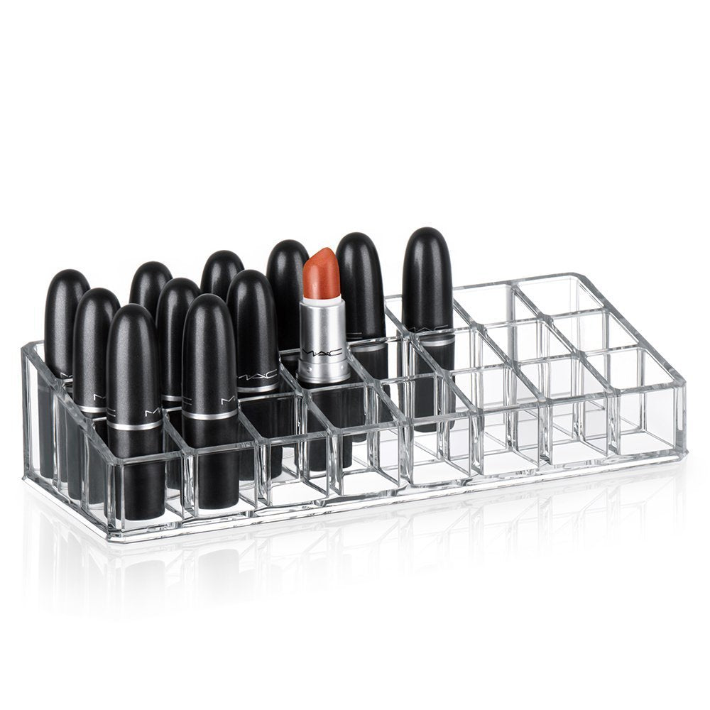 24 Compartment Makeup Lipstick Storage Holder Organizer Case, Transparent