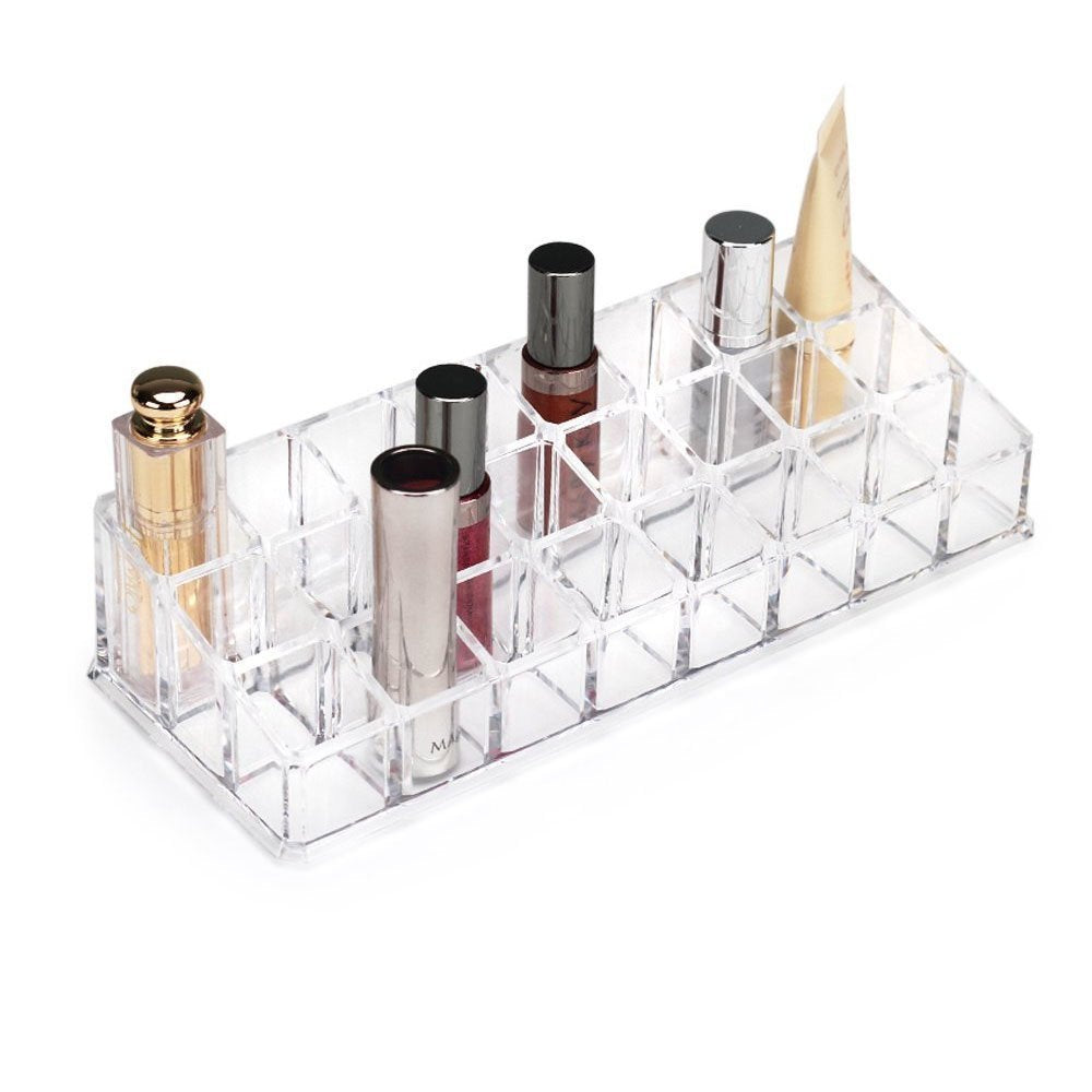 24 Compartment Makeup Lipstick Storage Holder Organizer Case, Transparent