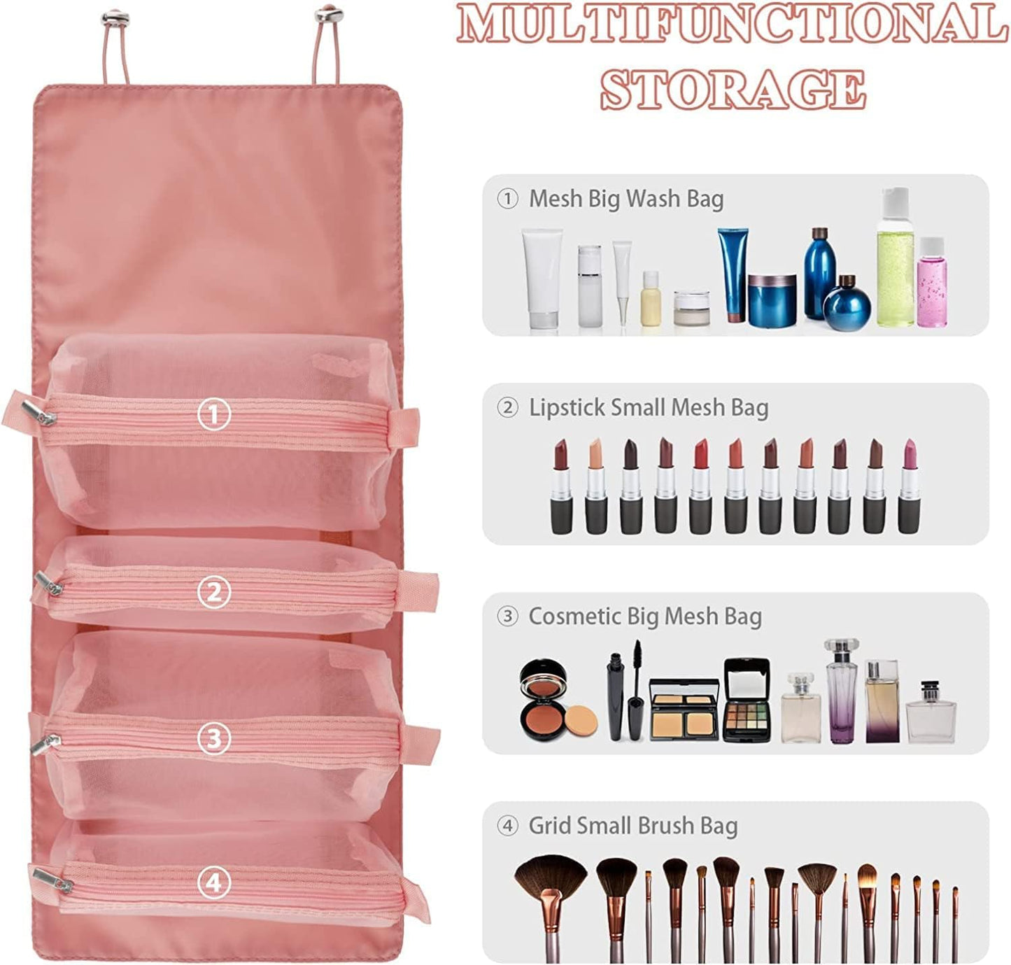 4 In 1 Travel Toiletry Makeup Cosmetic Organizer Pouch Bag Travel Storage Organizer Bags