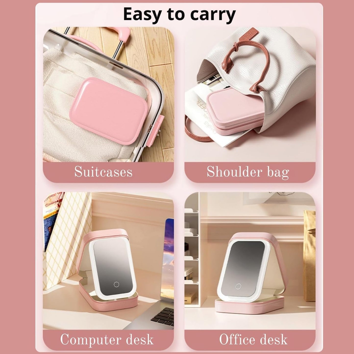 GlamLuxe LED Brightening Organizer Box with Mirror & Light