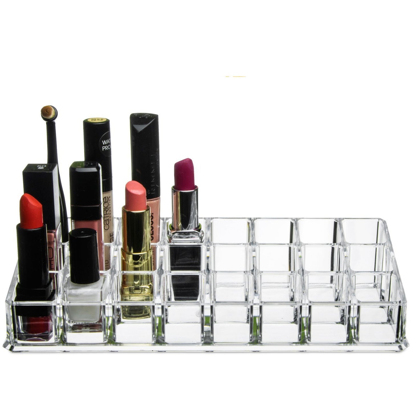 24 Compartment Makeup Lipstick Storage Holder Organizer Case, Transparent