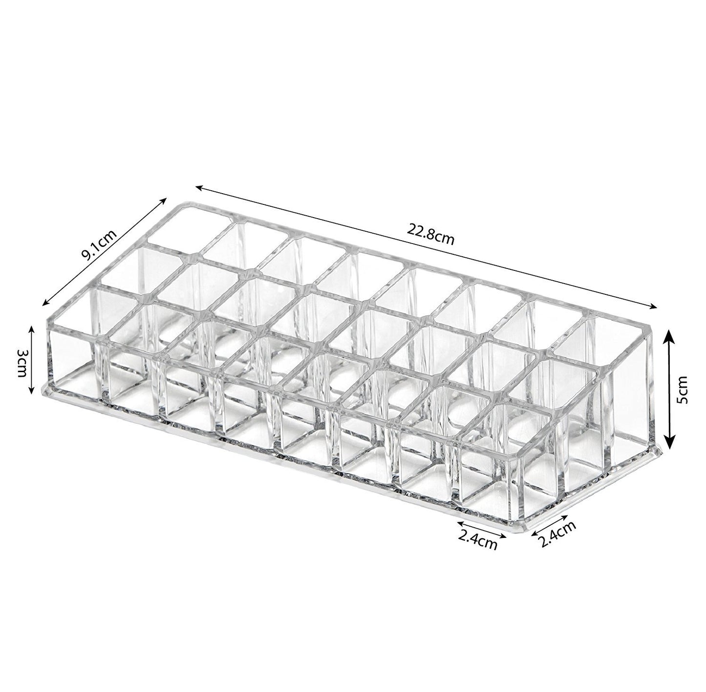 24 Compartment Makeup Lipstick Storage Holder Organizer Case, Transparent