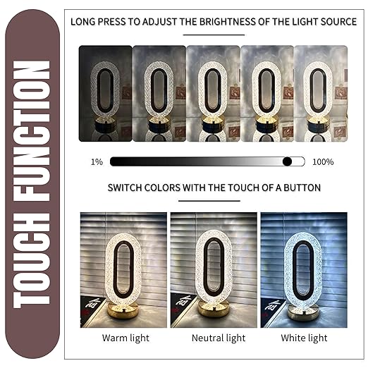 Touch Control Crystal Table Desk Lamp 3-way Dimmable Light