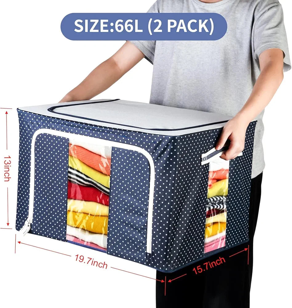 Foldable Large Size Storage Box for Clothes, Blankets | Compatible for Wardrobes, Under Bed, Closet | Cloth Storage Box with Lid