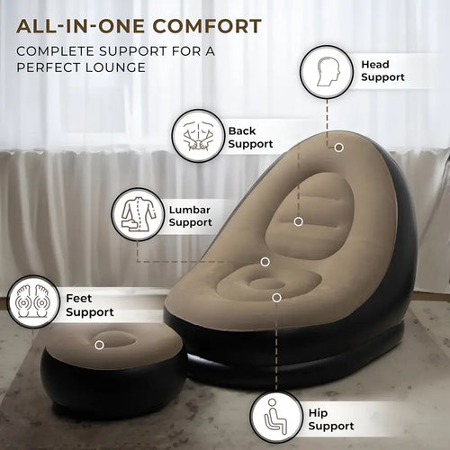 2 Seater Inflatable Sofa  (Color - Beige, Brown, DIY(Do-It-Yourself))