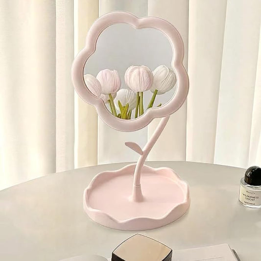 Flower-Shaped Makeup Mirror, Rotatable Makeup Mirror