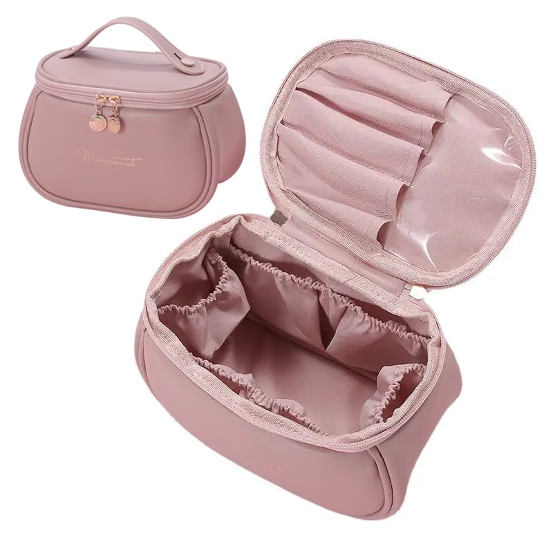 PU Leather Travel Toiletry Cosmetic Makeup Carry Bag Organizer for Women Girls