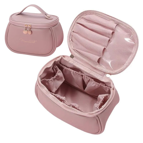 PU Leather Travel Toiletry Cosmetic Makeup Carry Bag Organizer for Women Girls