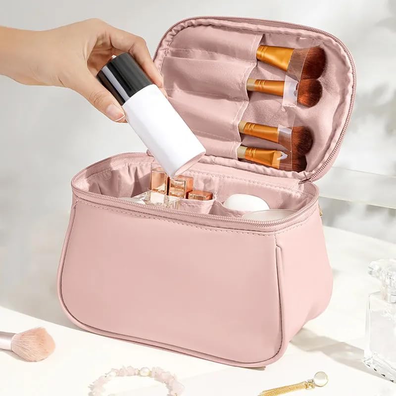 PU Leather Travel Toiletry Cosmetic Makeup Carry Bag Organizer for Women Girls