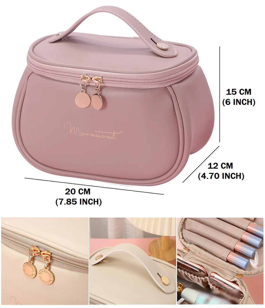 PU Leather Travel Toiletry Cosmetic Makeup Carry Bag Organizer for Women Girls