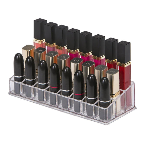 24 Compartment Makeup Lipstick Storage Holder Organizer Case, Transparent