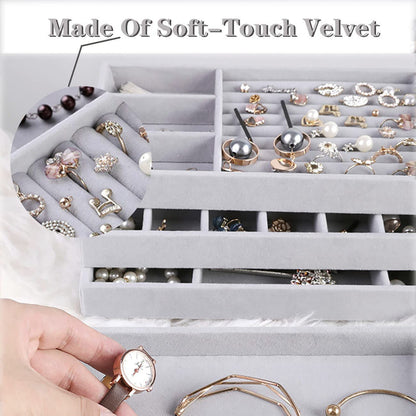 GlamLuxe Velvet Jewellery Organizer For Drawer 4 Pcs Set