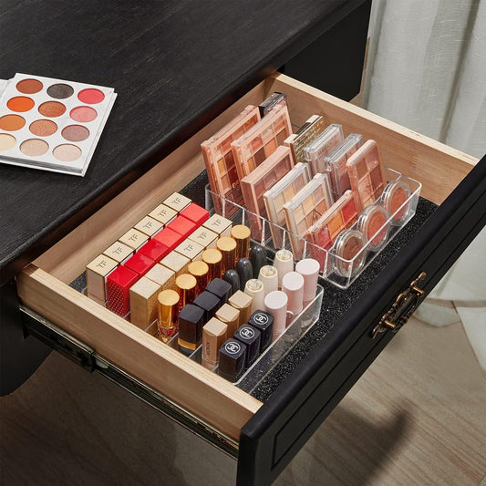 Make Up Organizers and Storage for Vanity, 7 Sections Divided Clear Acrylic Cosmetics Organizer for Drawer and Bathroom