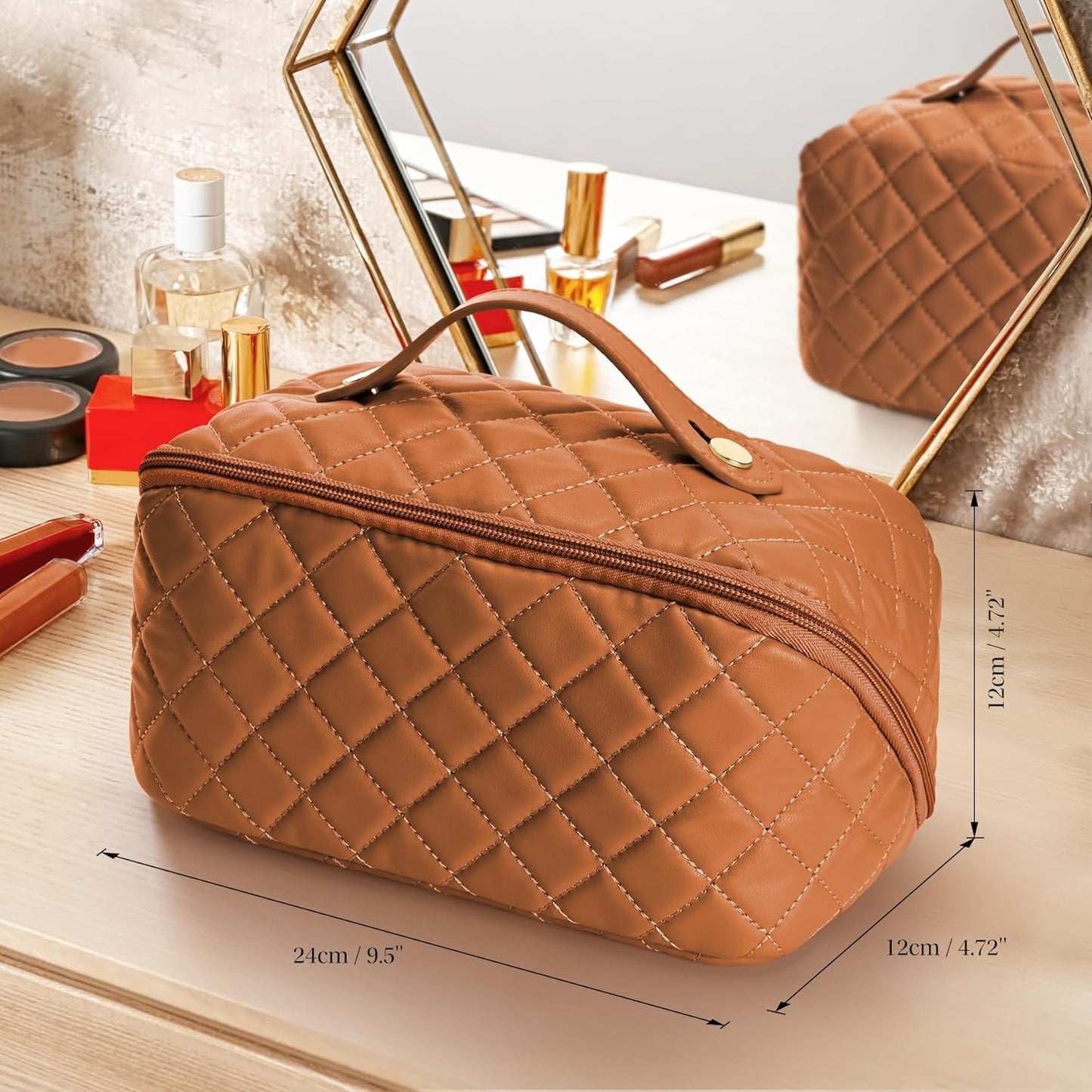 Travel Cosmetic Bag Women's Makeup Large Capacity Portable PU Leather Multifunctional Storage Organizer Bag