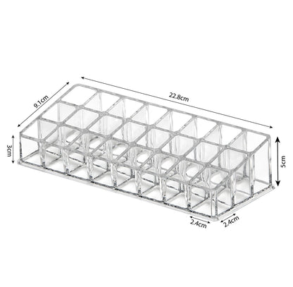 24 Compartment Makeup Lipstick Storage Holder Organizer Case, Transparent