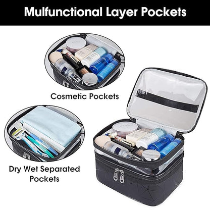 Luxury Double Layer Makeup Pouches for Women