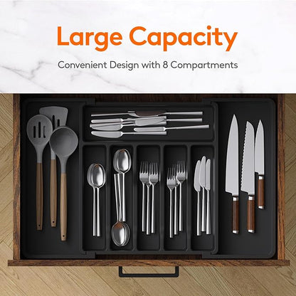 Large Silverware Drawer Organizer, Expandable Utensil Tray