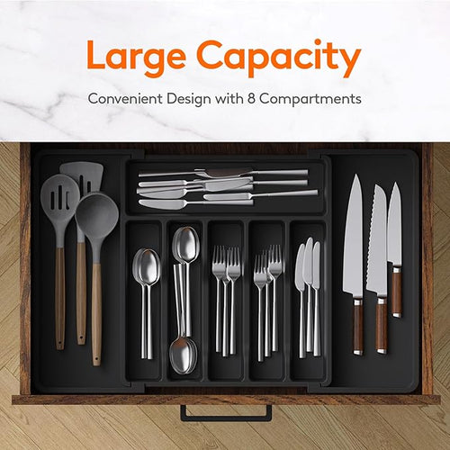 Large Silverware Drawer Organizer, Expandable Utensil Tray