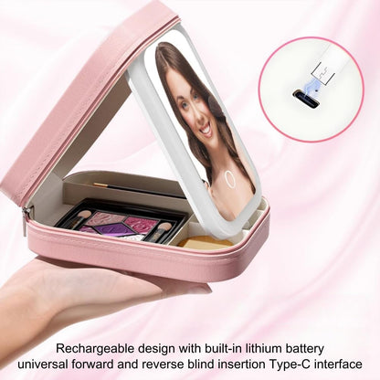 GlamLuxe LED Brightening Organizer Box with Mirror & Light
