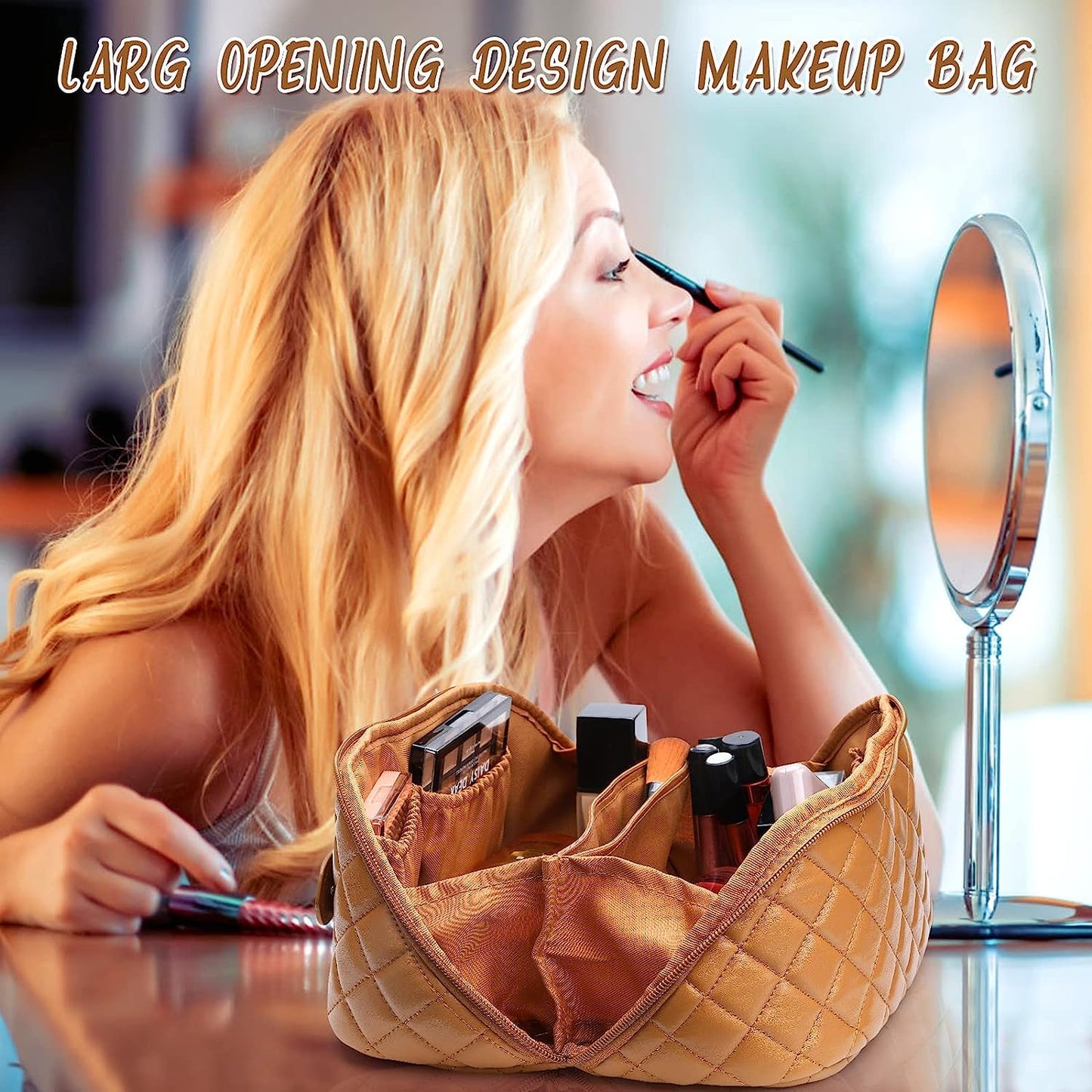 Travel Cosmetic Bag Women's Makeup Large Capacity Portable PU Leather Multifunctional Storage Organizer Bag