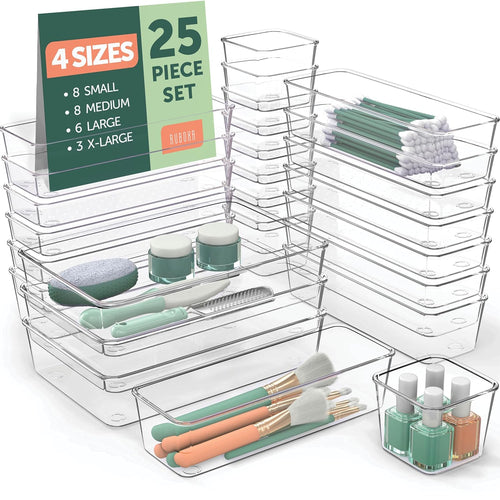 Clear Drawer Organizer Tray Set