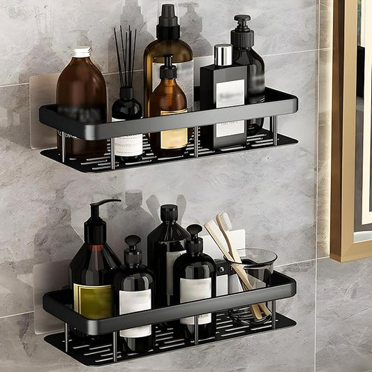2 PCS Aluminum Wall Mounted Bathroom Organiser