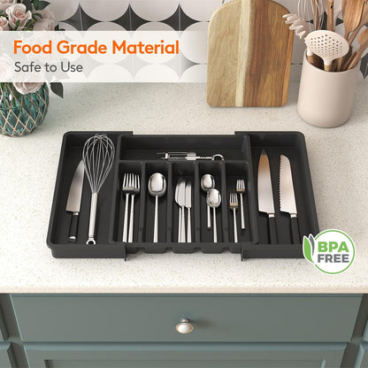 Large Silverware Drawer Organizer, Expandable Utensil Tray