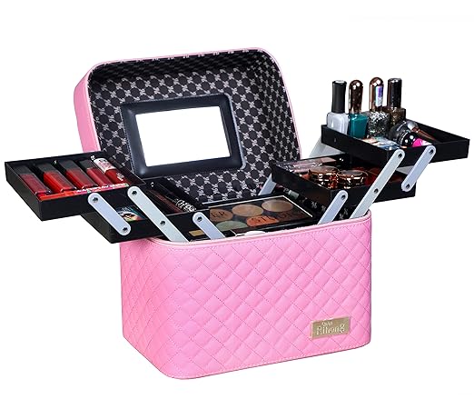 Faux Leather Professional Cosmetic Makeup Kit Storage Organizer