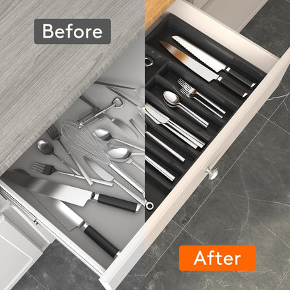Large Silverware Drawer Organizer, Expandable Utensil Tray