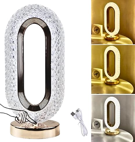 Touch Control Crystal Table Desk Lamp 3-way Dimmable Light