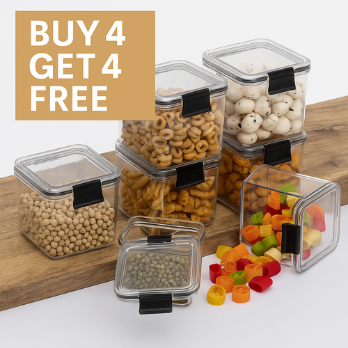 GlamLuxe Airtight Storage Container Set – Pack of 8 | Buy 4 Get 4 Free Offer