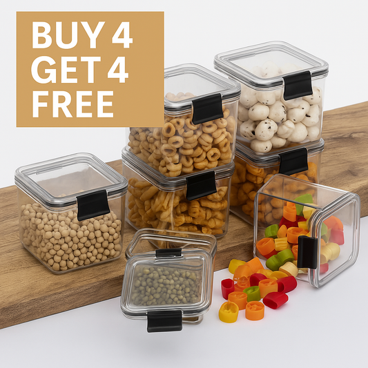 GlamLuxe Airtight Storage Container Set – Pack of 8 | Buy 4 Get 4 Free Offer
