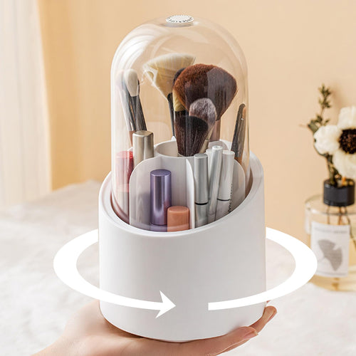 360° Rotating Makeup Brush Holder With Lid |