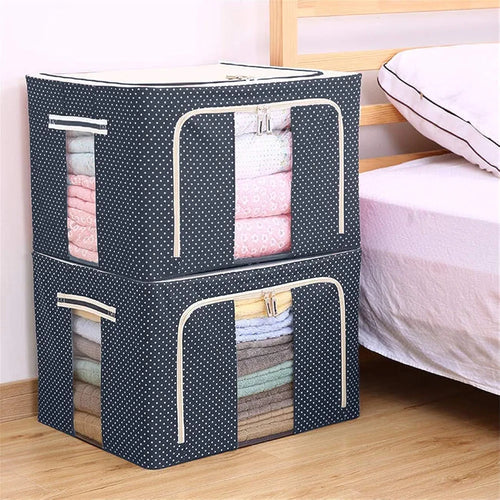 Foldable Large Size Storage Box for Clothes, Blankets | Compatible for Wardrobes, Under Bed, Closet | Cloth Storage Box with Lid