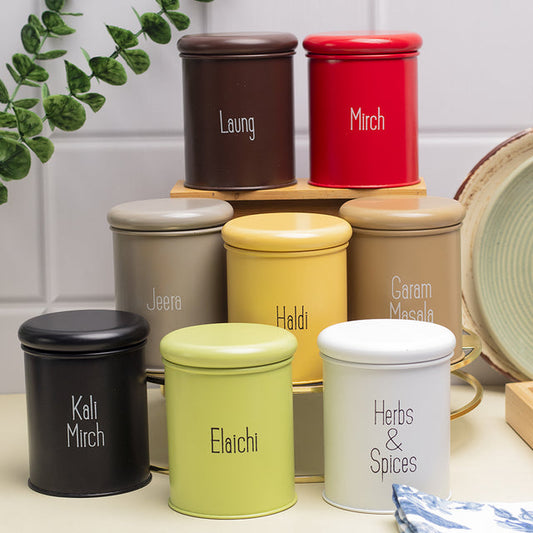 Metal Spice Jar Set Of 8 Pcs (Each 300 Ml)